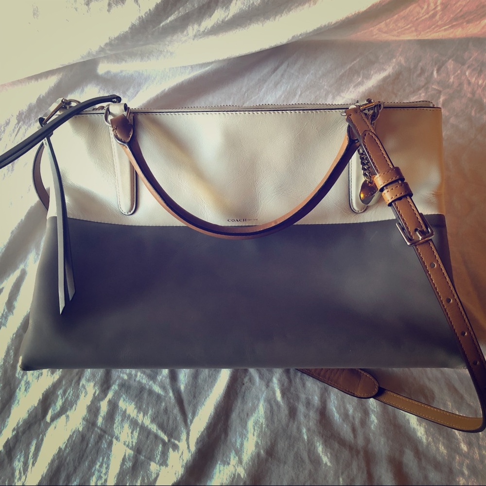Large Coach Borough retro color block bag